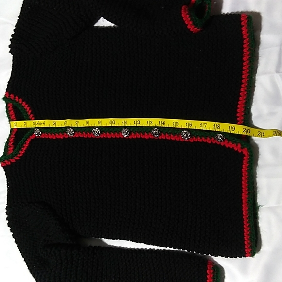 VINTAGE Crocheted Christmas Holiday Cardigan w Rose Buttons - O-O-A-K Hand-Made - Picture 12 of 16